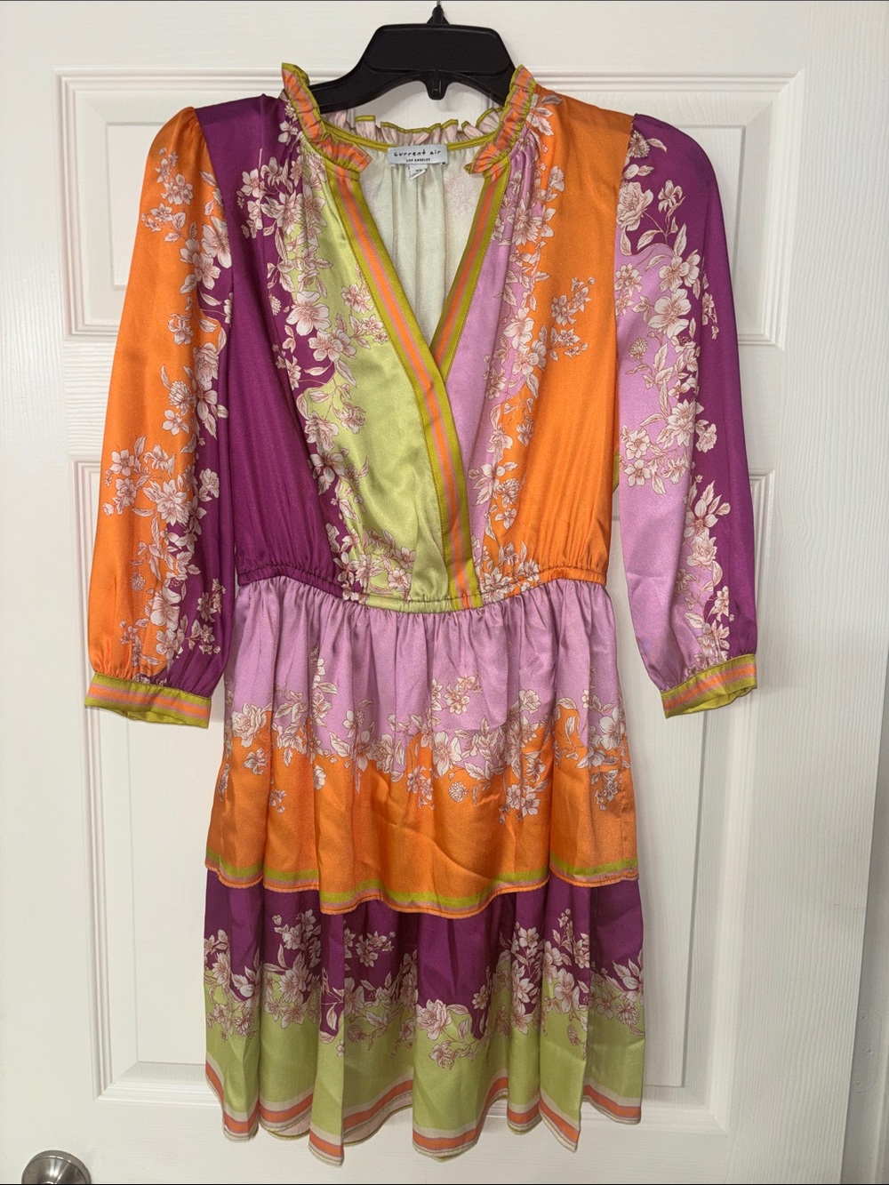 Anthropology Current Air Floral V-Neck Tiered Mini Dress Sicily